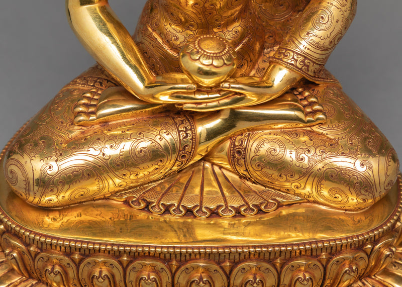 Amitabha Buddha Statue, Purely Hand Carved in 24K Gold Buddha Statue