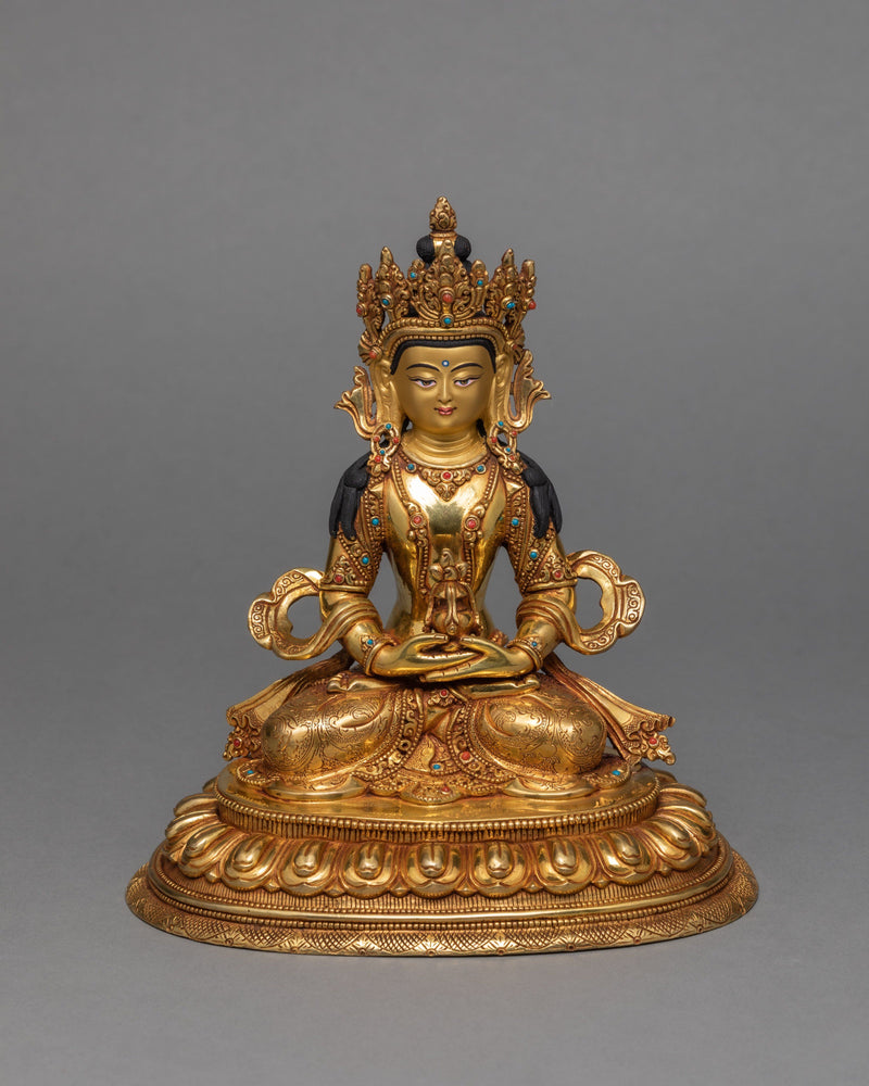 Amitayus Buddha |  Handcarved Gold Gilded Statue