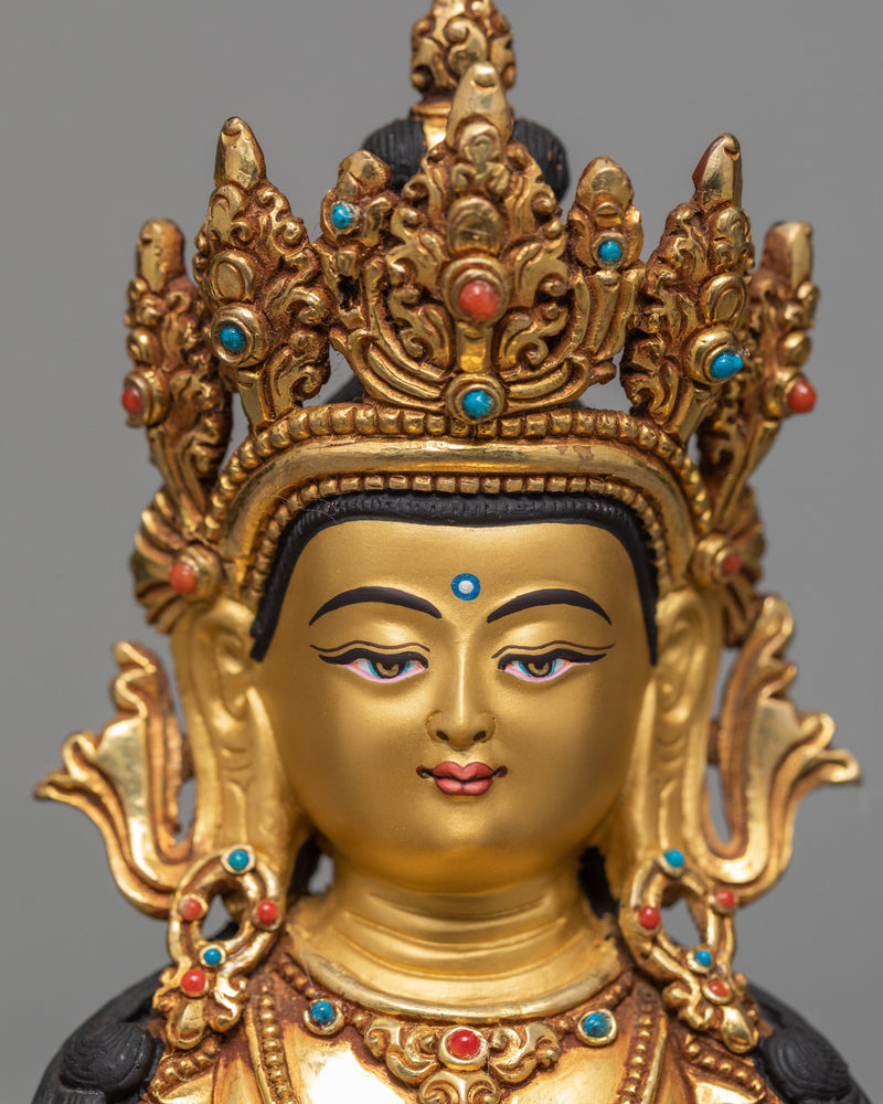 Amitayus Buddha |  Handcarved Gold Gilded Statue