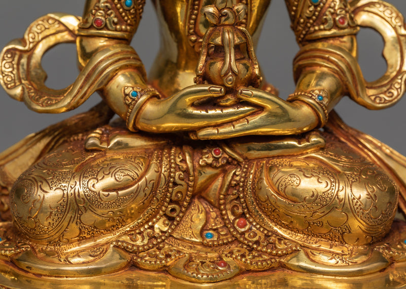 Amitayus Buddha |  Handcarved Gold Gilded Statue