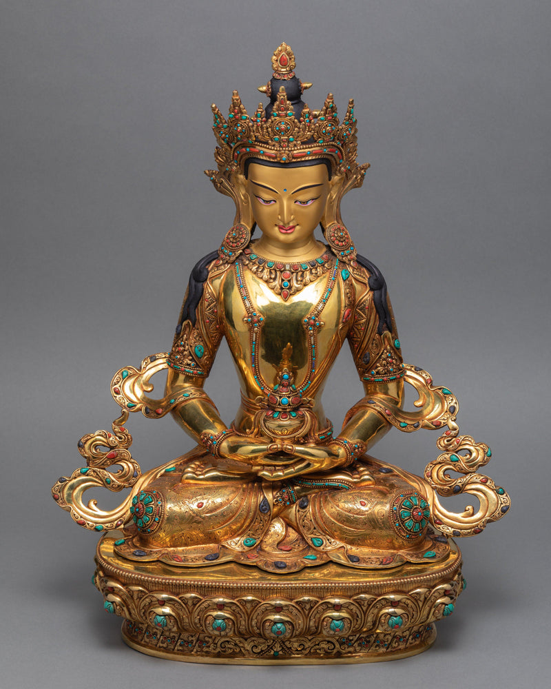 Tibetan Amitayus Buddha Statue | Beautifully Hand Carved Sculpture