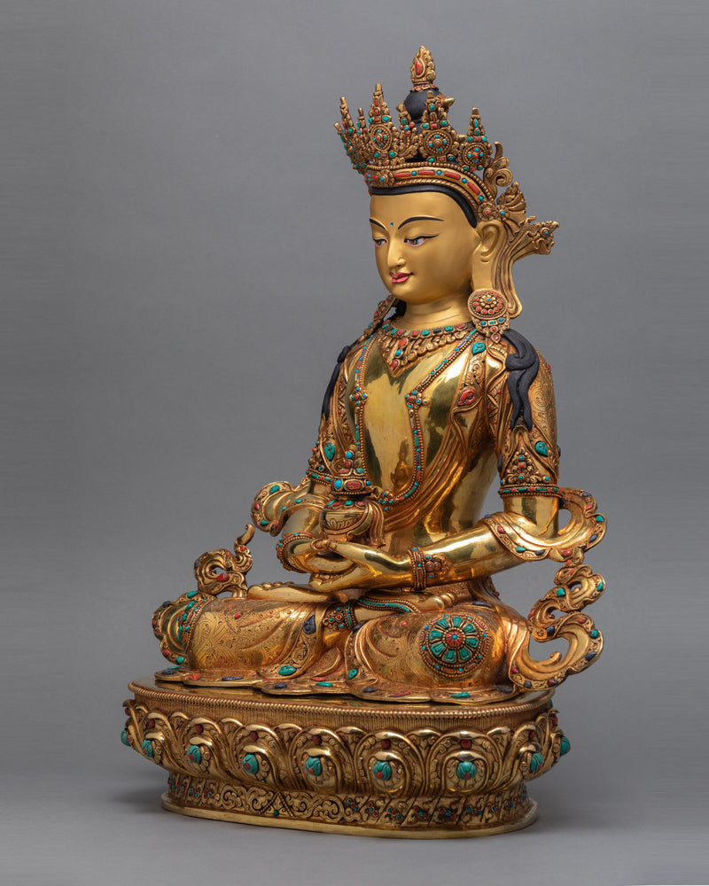 Tibetan Amitayus Buddha Statue | Beautifully Hand Carved Sculpture