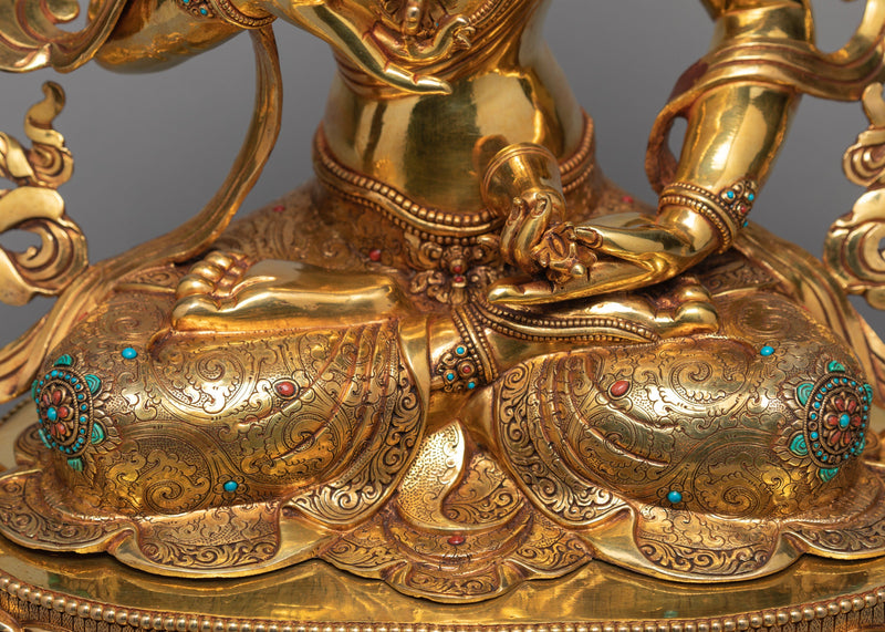 Beautiful, Vajrasattva (Dorje Sempa)  24K Gold Statue