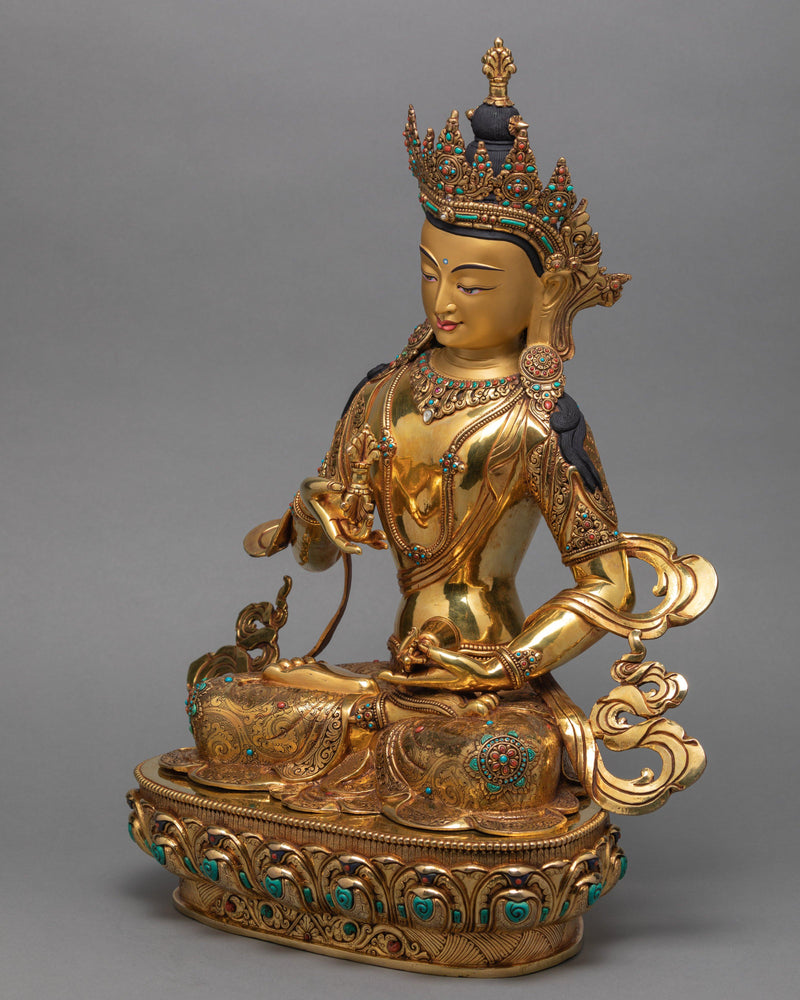 Beautiful, Vajrasattva (Dorje Sempa)  24K Gold Statue