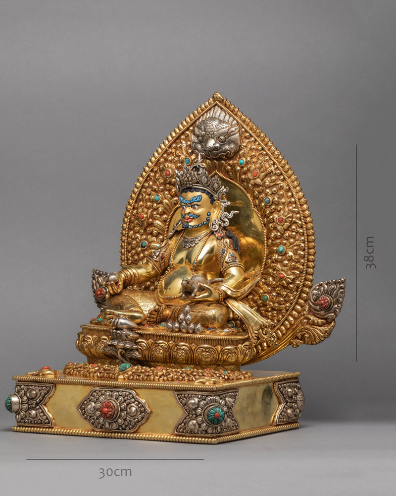 Bodhisattva Yellow Jambhala | Traditionally Hand Carved Gold Gilded Dzambhala Statue