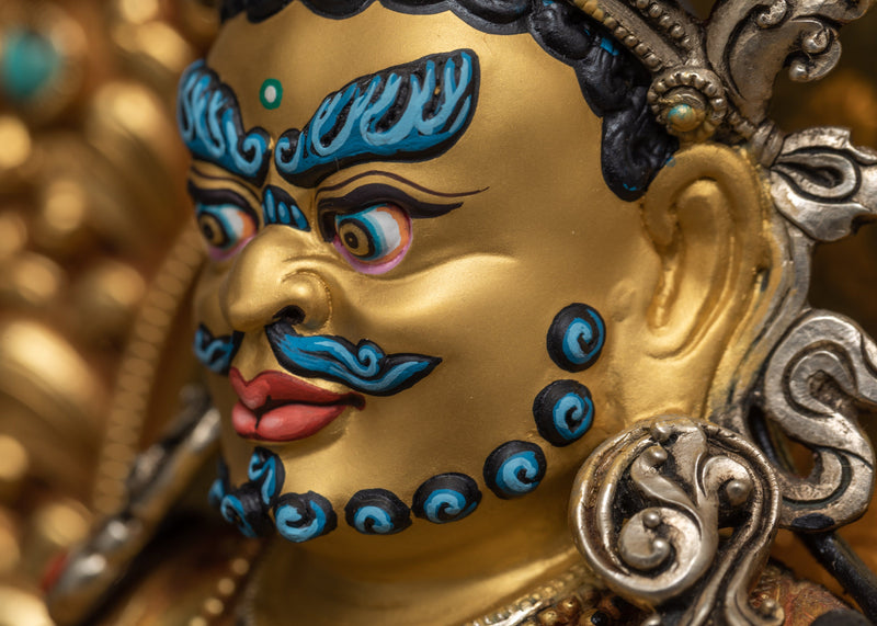 Bodhisattva Yellow Jambhala | Traditionally Hand Carved Gold Gilded Dzambhala Statue