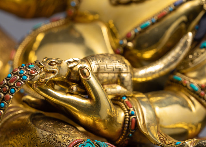 Jambhala Statue | Buddhist Deity Of Wealth | 24K Gold Gilded