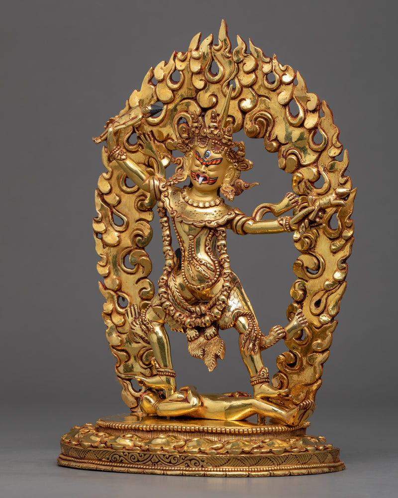 Ekajati Blue Tara | Traditional Hand Carved Statue | Gold Plated Tibetan Statue