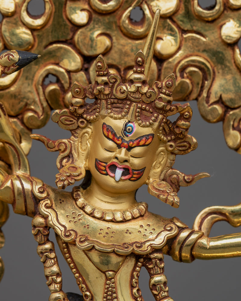 Ekajati Blue Tara | Traditional Hand Carved Statue | Gold Plated Tibetan Statue