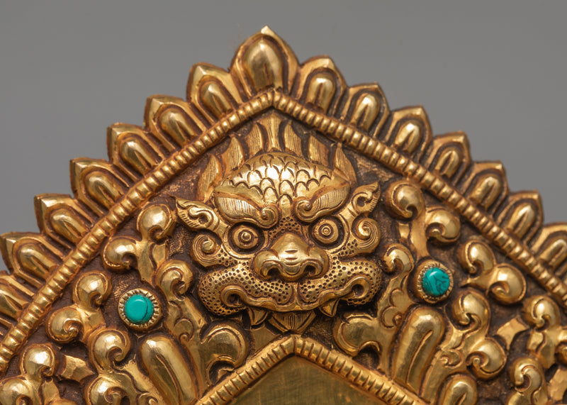 Green Tara Statue, Tara in Throne Statue, Hand-made and  24K Gold Gilded Art