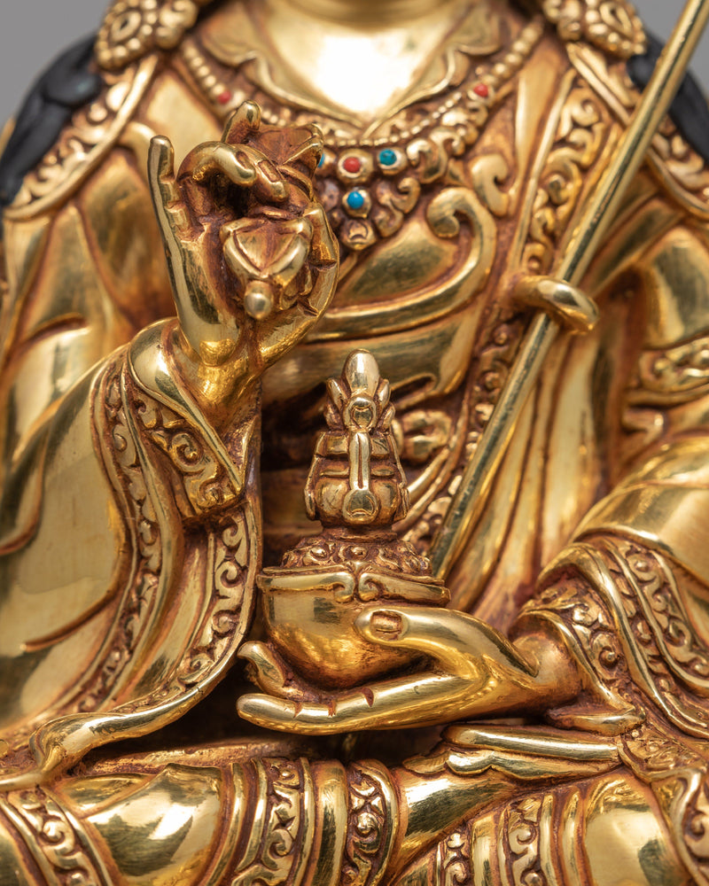 Guru Padmasambhava Statue, 24K Gold Plated Statue of Guru Rinpoche