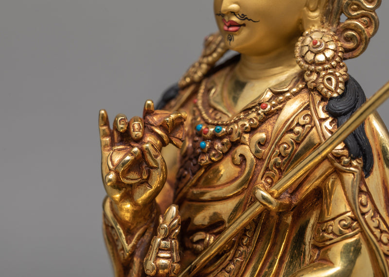 Guru Padmasambhava Statue, 24K Gold Plated Statue of Guru Rinpoche