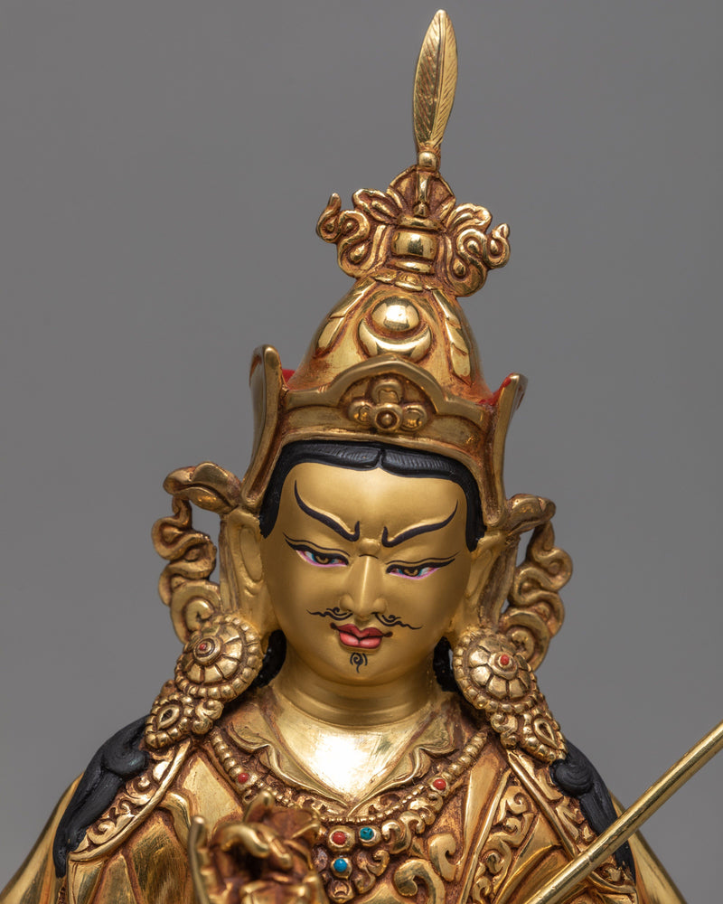 Guru Padmasambhava Statue, 24K Gold Plated Statue of Guru Rinpoche