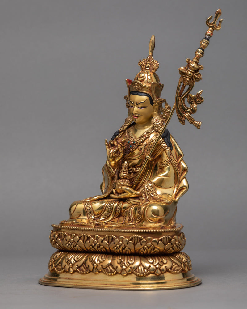 Guru Padmasambhava Statue, 24K Gold Plated Statue of Guru Rinpoche