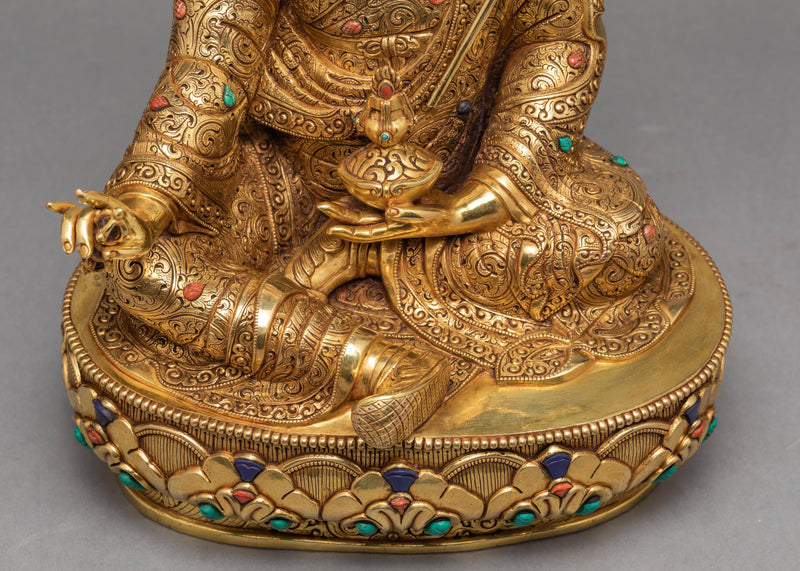 Guru Rinpoche Statue, 24K Gold Gilded Statue, Guru Padmasambhava