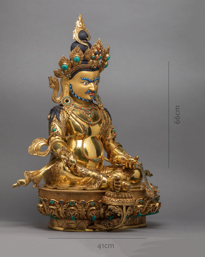 Jambhala Statue | Bodhisattva Yellow Dzambhala | Purely 24 k Gold Gilded Statue