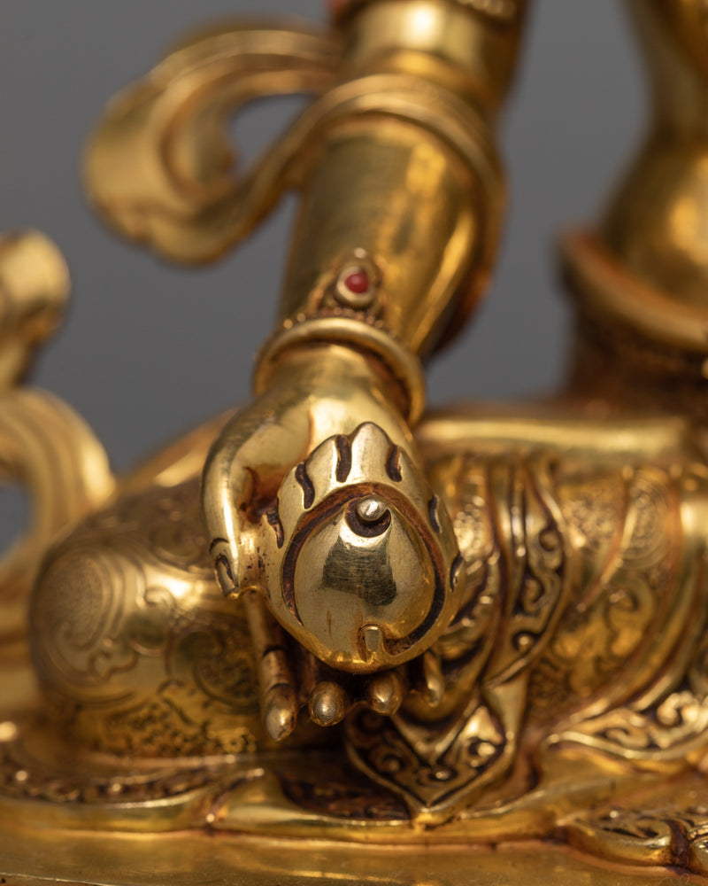 Ksitigarbha Statue | Hand Carved Bodhisattva Ksitigarbha Statue | 24K Pure Gold Gilded