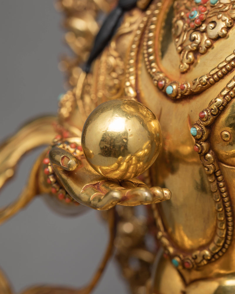 Ksitigarbha Statue | 24K Pure Gold Gilded Bodhisattva Statue | Handmade Ksitigarbha Statue