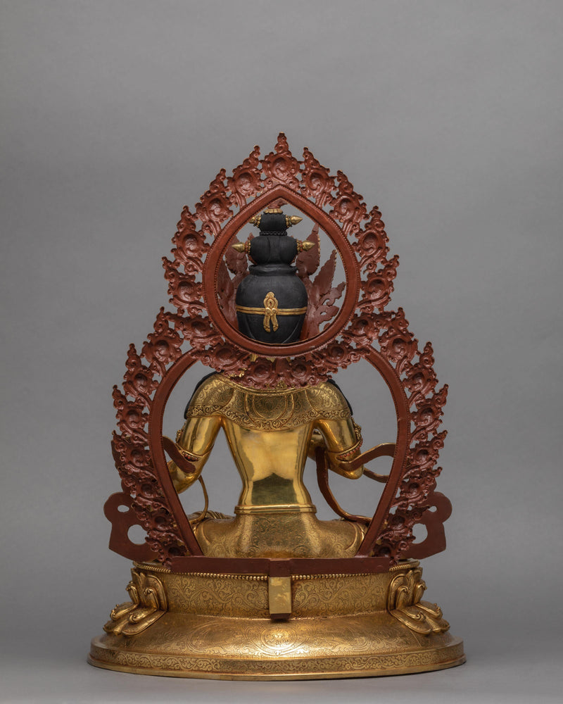 Ksitigarbha Statue | 24K Pure Gold Gilded Bodhisattva Statue | Handmade Ksitigarbha Statue