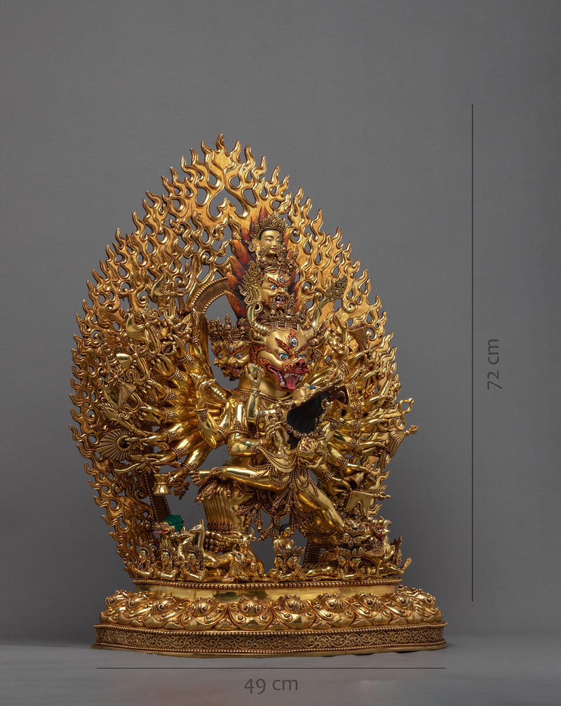 Wrathful Yamantaka Statue, A Buffalo Headed Buddhist Sculpture from Nepal