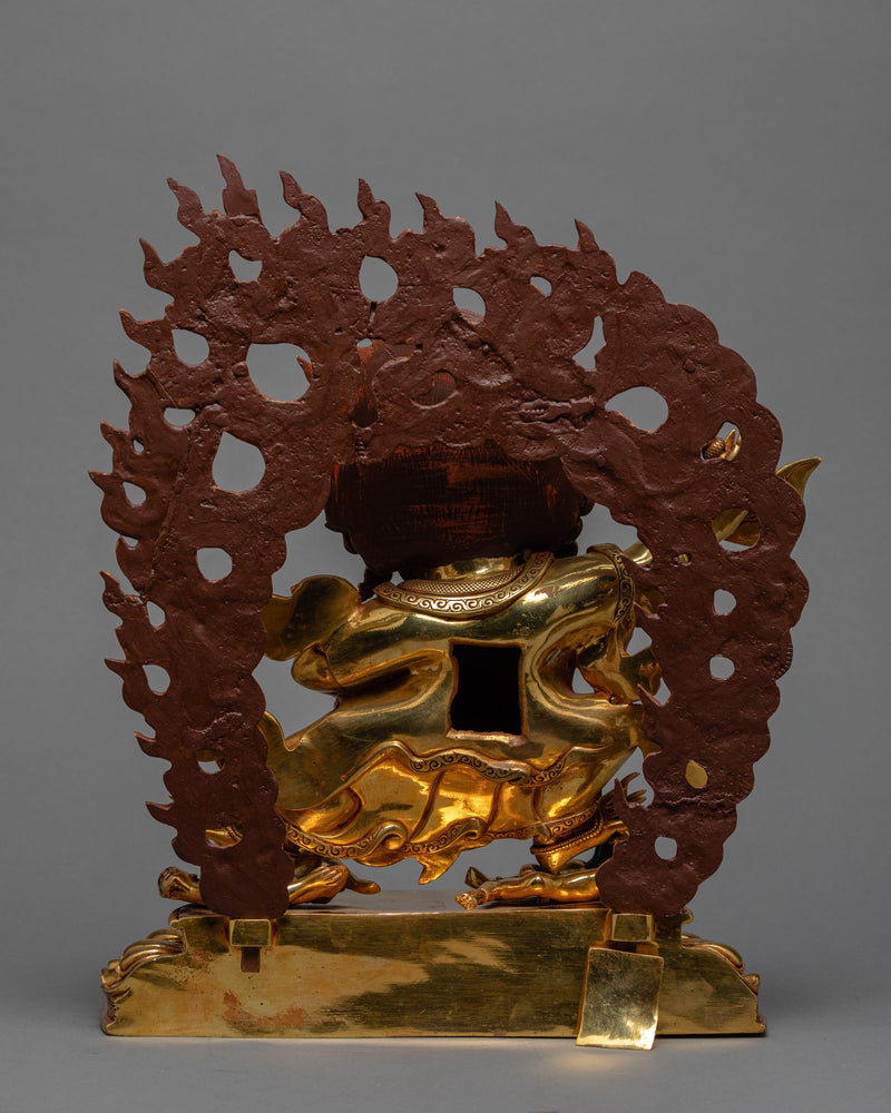 Mahakala Bernagchen, Hand Carved Gold Statue of Mahakala (Kagyu Tradition)