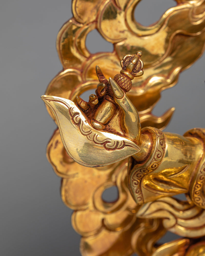 Mahakala Bernagchen, Hand Carved Gold Statue of Mahakala (Kagyu Tradition)