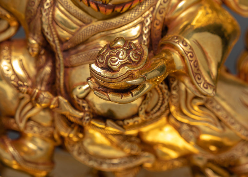 Mahakala Bernagchen, Hand Carved Gold Statue of Mahakala (Kagyu Tradition)