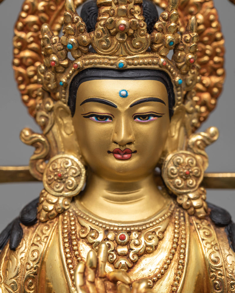 Maitreya Buddha | 24k Gold Hand Carved Buddha Statue | Himalayan Buddhist Art