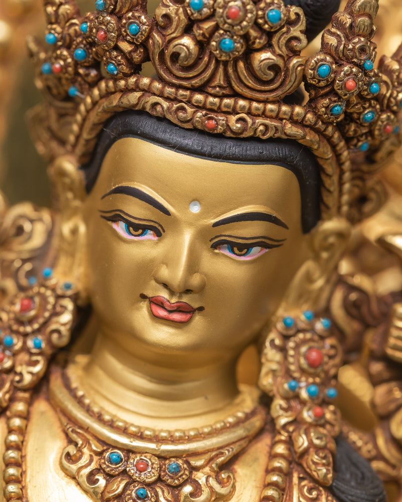 Manjushri in Throne | Manjushree Statue | 24K Gold Gilded Statue | Himalayan Art