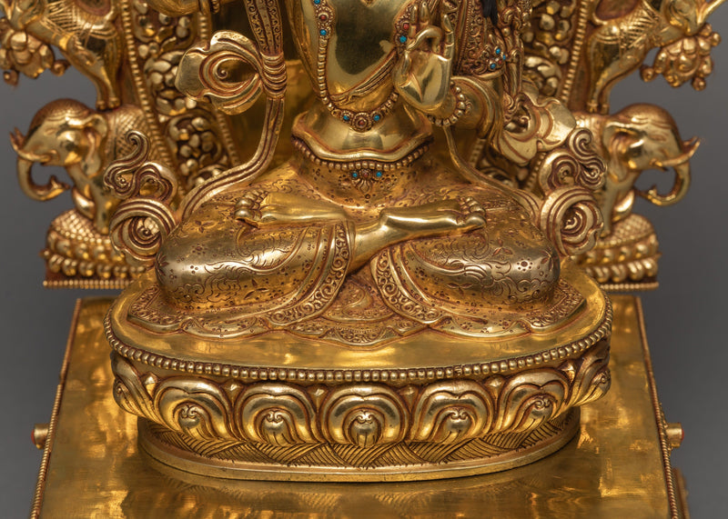 Manjushri in Throne | Manjushree Statue | 24K Gold Gilded Statue | Himalayan Art