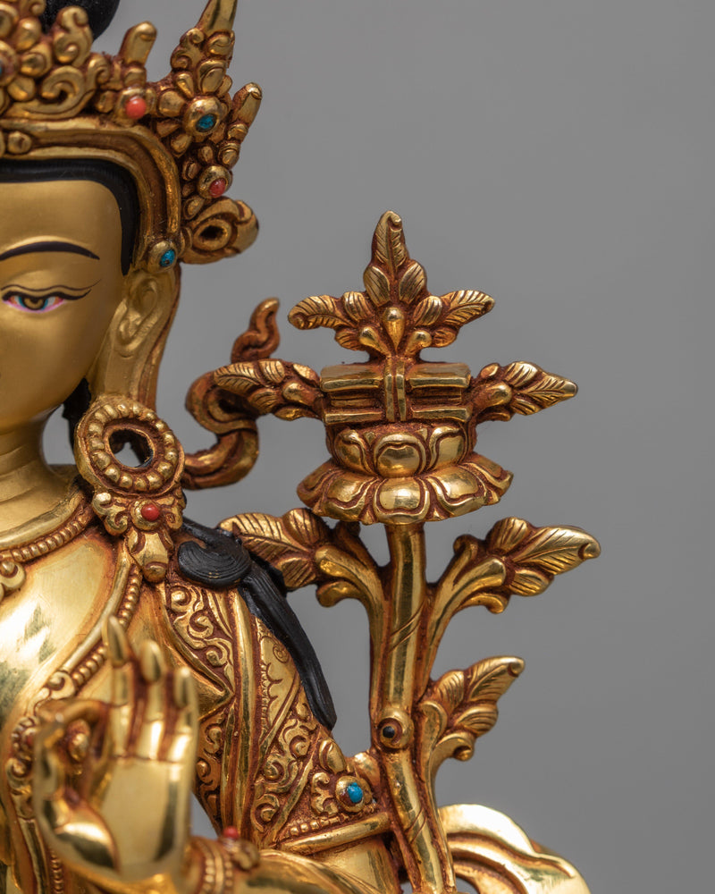 Manjushri 24K Gold Gilded Statue | Traditional Buddhist Art