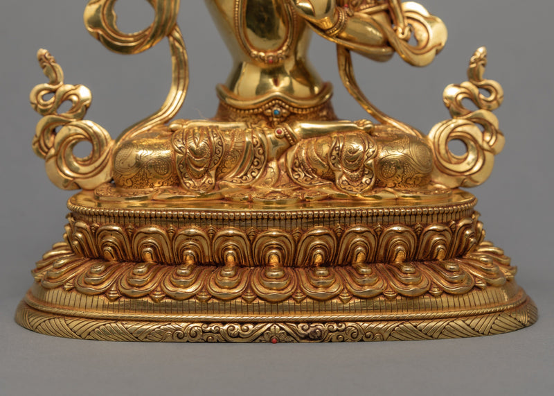 Manjushri 24K Gold Gilded Statue | Traditional Buddhist Art