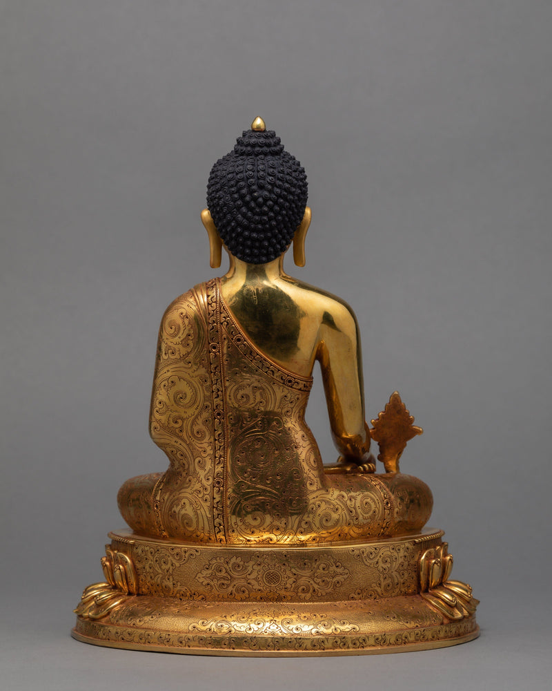 Medicine Buddha Statue, Traditionally Gilded in 24K Gold, Healing Buddha Statue