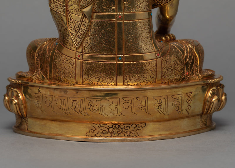 Shakyamuni Buddha Statue, Traditional Hand-carved 24K Gold Gilded Statue