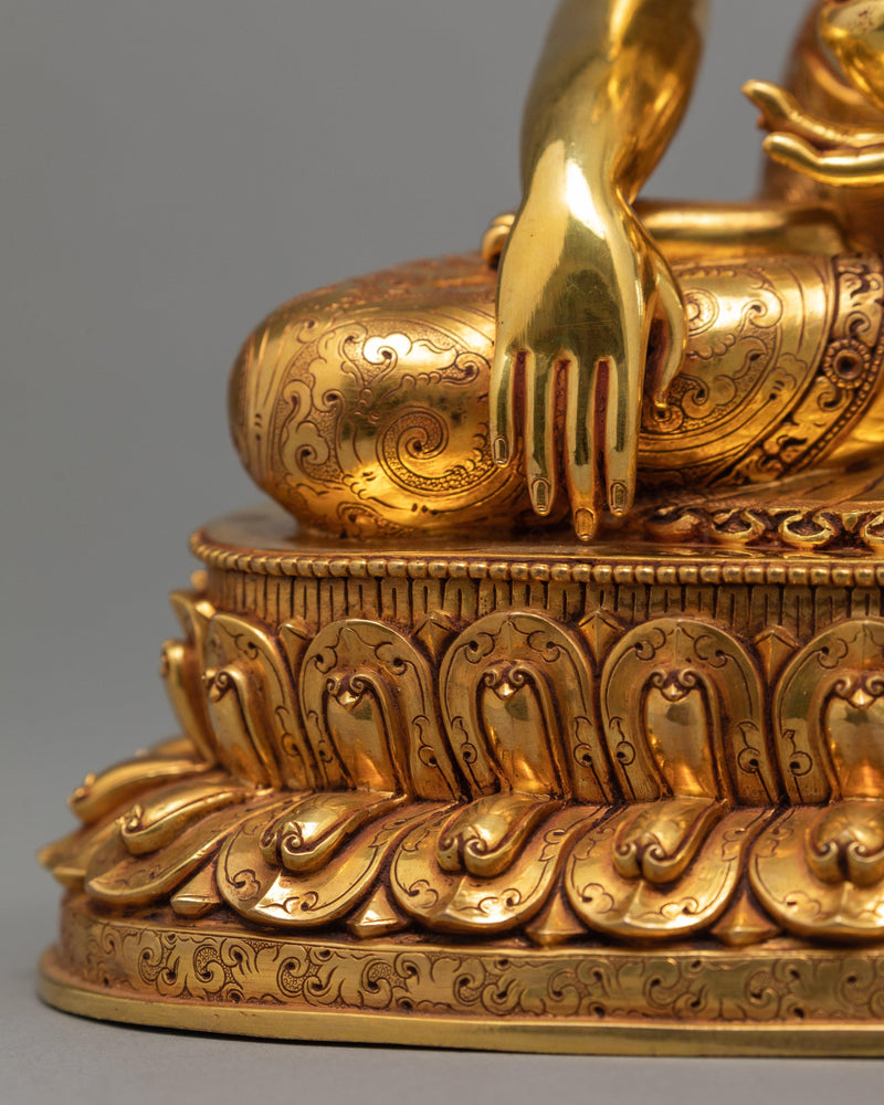 Stunning Shakyamuni Buddha Statue, Traditionally Gilded in 24K Gold, Buddha Art