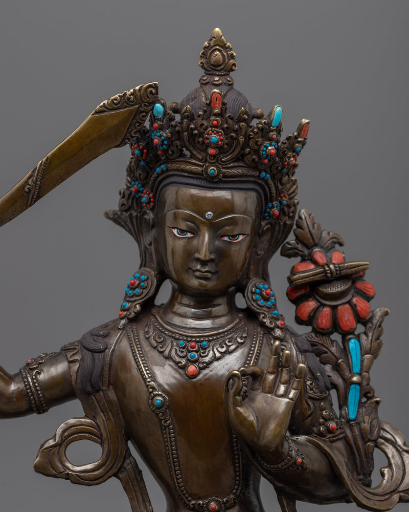 Bodhisattva Manjushri Statue | Himalayan Sculpture of Bodhisattva of Wisdom