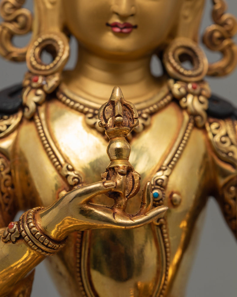 Vajrasattva, Dorje Sempa, 24K Gold Plated Vajrasattva Statue