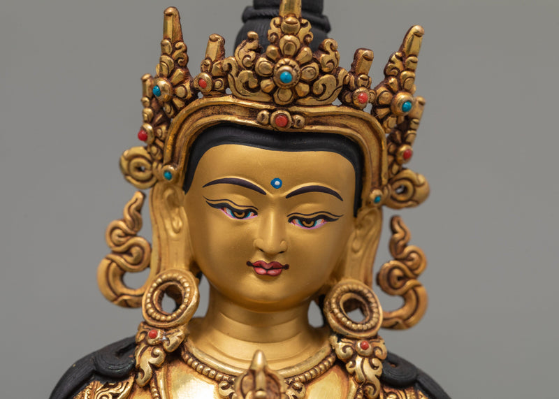 Vajrasattva, Dorje Sempa, 24K Gold Plated Vajrasattva Statue