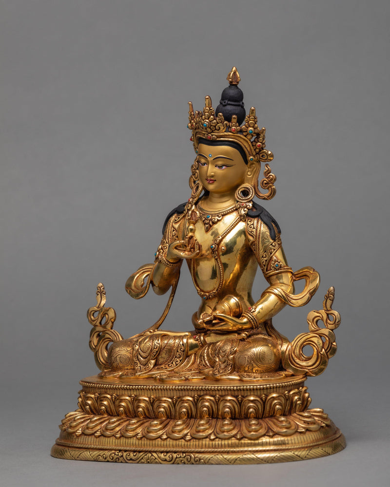 Vajrasattva, Dorje Sempa, 24K Gold Plated Vajrasattva Statue