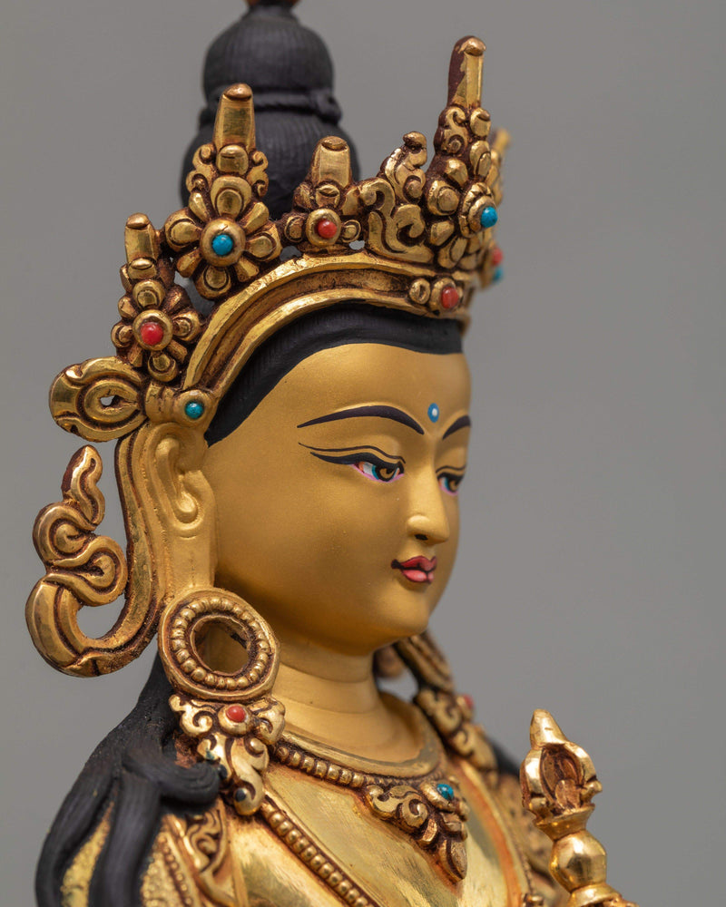 Vajrasattva, Dorje Sempa, 24K Gold Plated Vajrasattva Statue