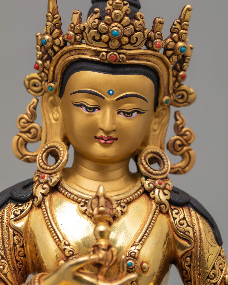 Vajrasattva, Dorje Sempa, 24K Gold Plated Vajrasattva Statue