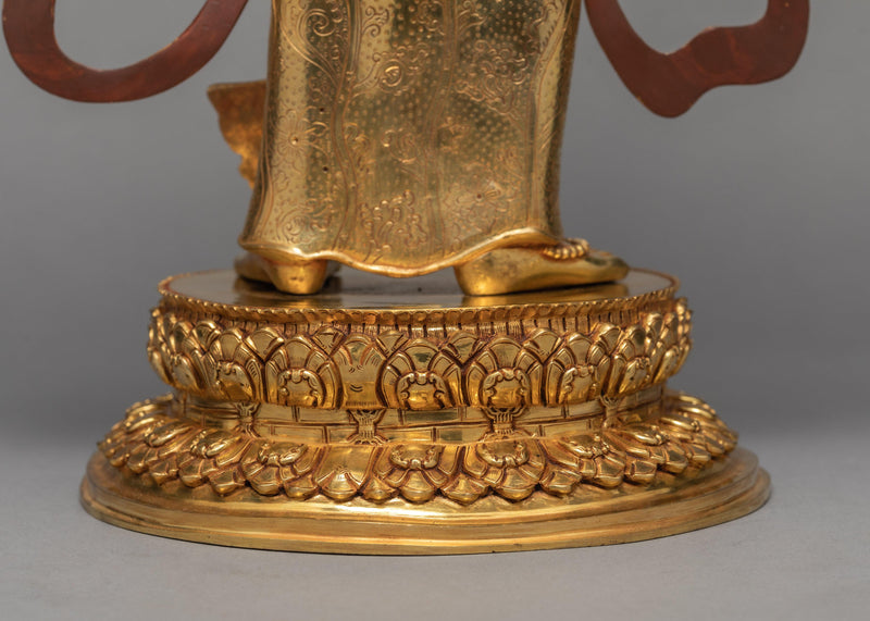 Vajrasattva Statue, Standing Dorje Sempa Traditional 24K Gold Gilded Statue