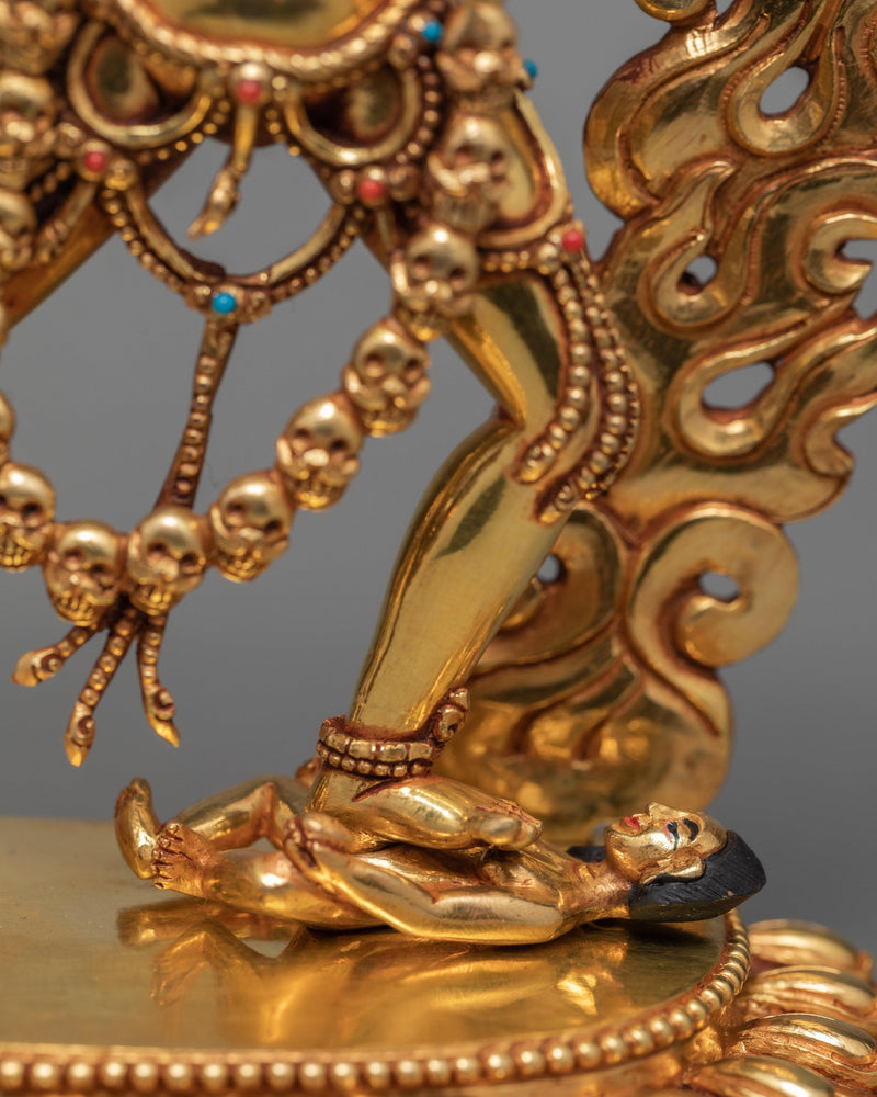 Vajrayogini Statue, Traditionally Hand Carved Dakini Statue Gilded in 24K Gold