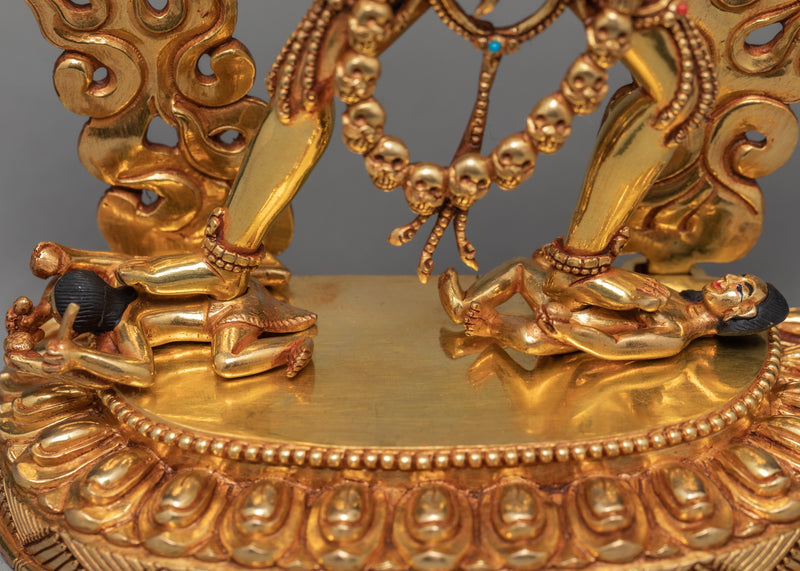 Vajrayogini Statue, Traditionally Hand Carved Dakini Statue Gilded in 24K Gold