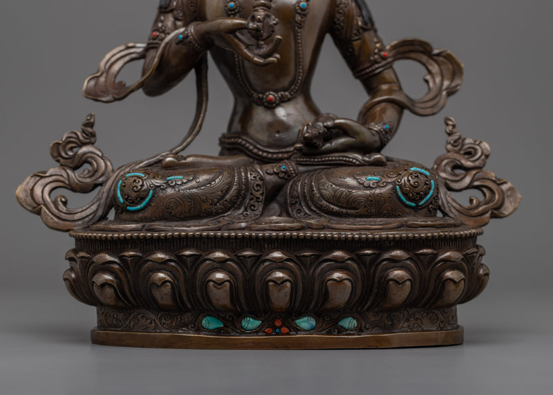 Bodhisattva Vajrasattva Statue for Meditation and Ritual | Oxidized Copper Buddhist Artwork