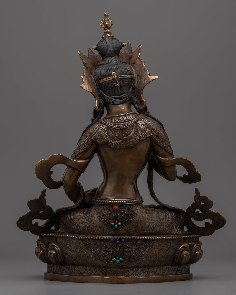 Bodhisattva Vajrasattva Statue for Meditation and Ritual | Oxidized Copper Buddhist Artwork