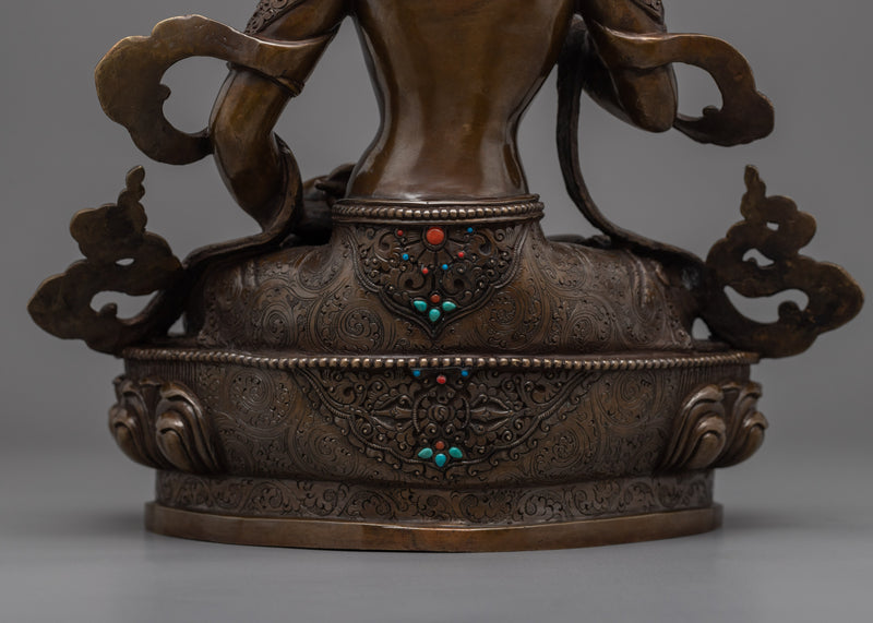 Bodhisattva Vajrasattva Statue for Meditation and Ritual | Oxidized Copper Buddhist Artwork